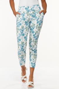 Floral Pull-On Ankle Pants