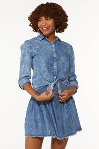 Chambray Tie Front Shirt