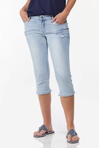 Cropped Frayed Hem Jeans