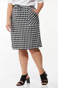 Plus Size Gingham Drawstring Skirt