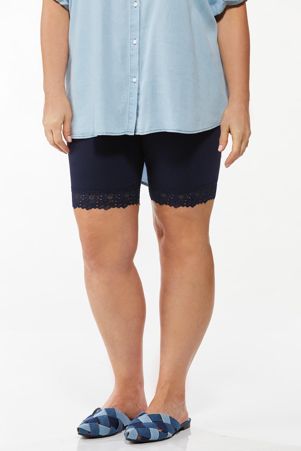 Plus Size Lace Trim Biker Shorts