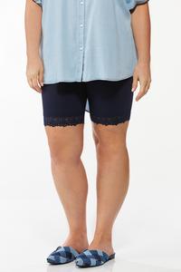 Plus Size Lace Trim Biker Shorts