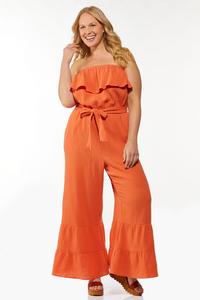 Plus Size Ruffled Strapless Jumpsuit