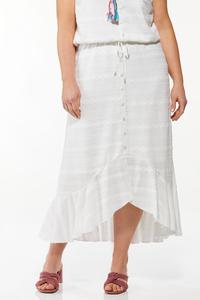 Plus Size White Eyelet Midi Skirt