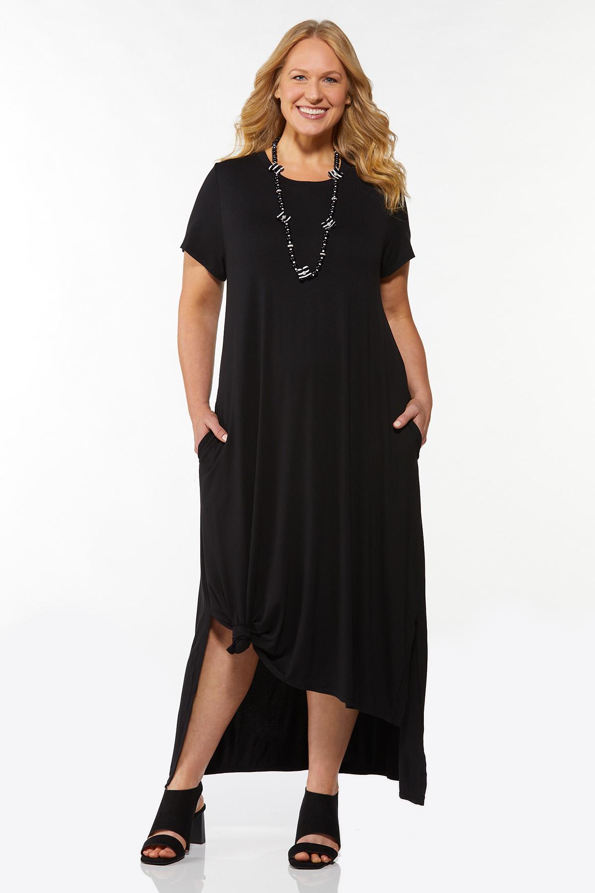 Plus Size Knotted Tee Shirt Maxi Dress