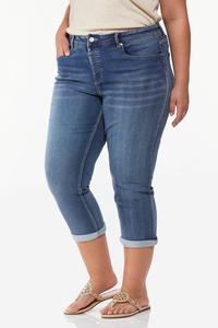 Plus Size Pull-On Cropped Jeans