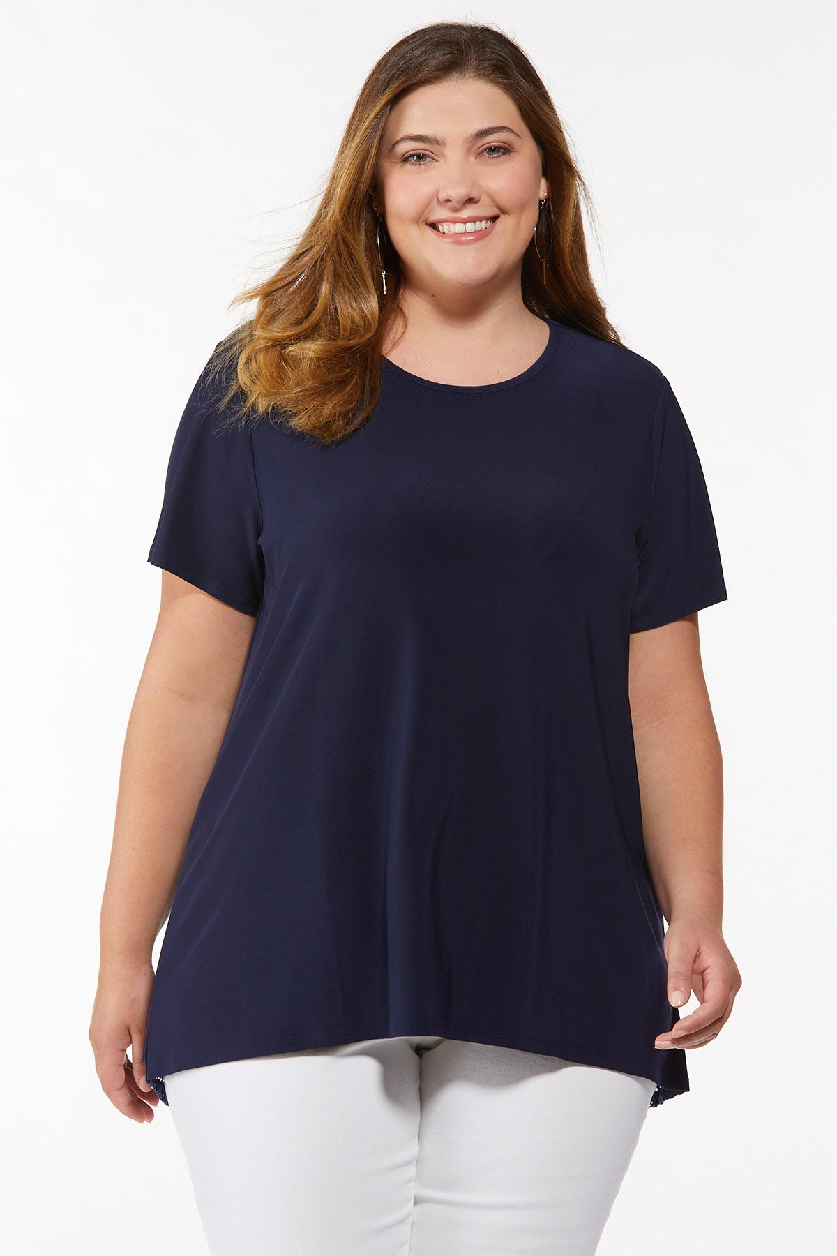 Plus Size Ruffled Lace Back Top