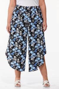 Plus Size Cropped Floral Smocked Pants