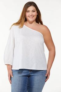 Plus Size One Shoulder Puff Sleeve Top
