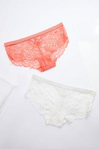 Coral Lace Brief Panty Set