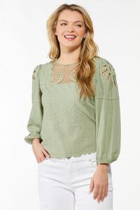 Embroidered Scalloped Trim Top