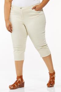 Plus Size Frayed Colored Cropped Jeans