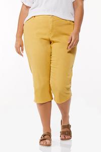 Plus Size Frayed Colored Cropped Jeans