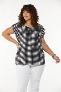 Plus Size Gingham Flutter Sleeve Top