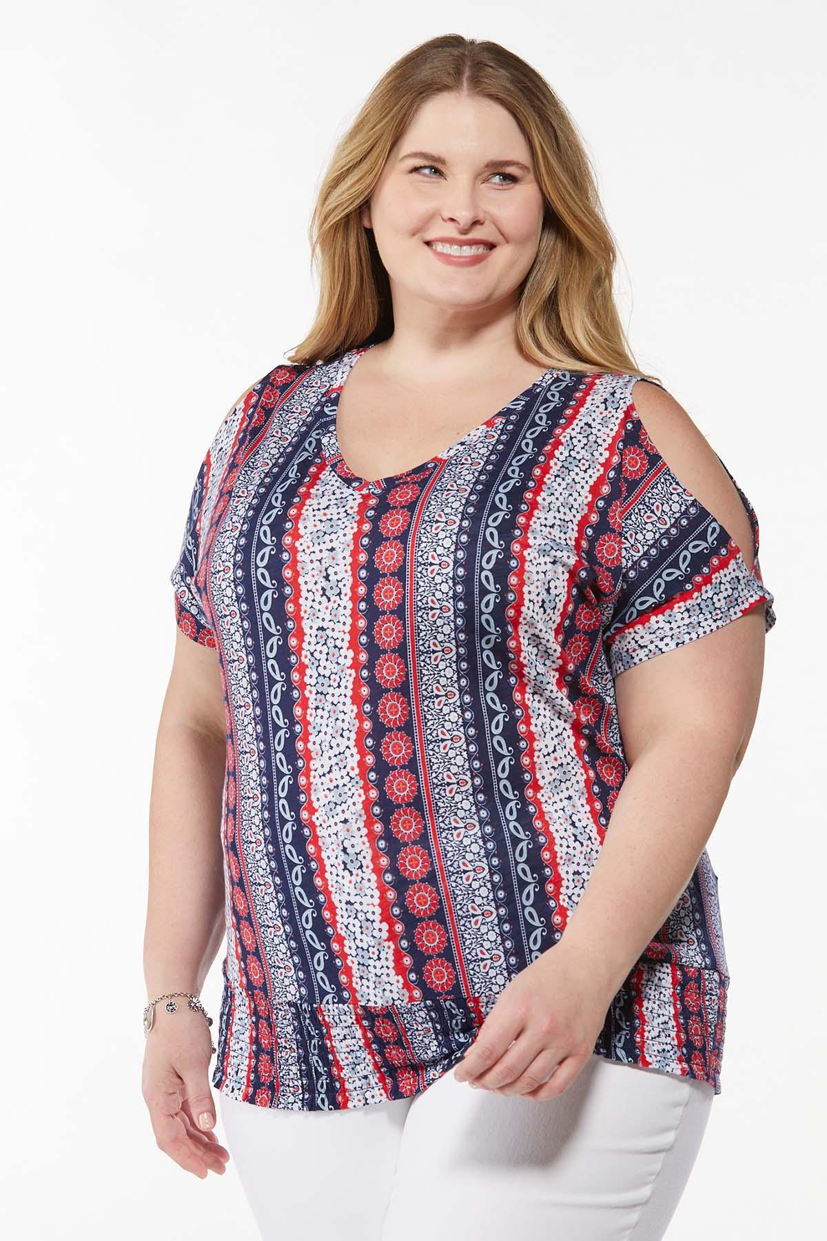 Plus Size Smocked Americana Floral Top