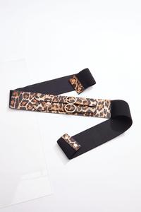 Plus Size Double Buckle Leopard Belt