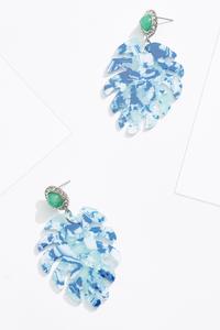 Lucite Blue Palm Earrings