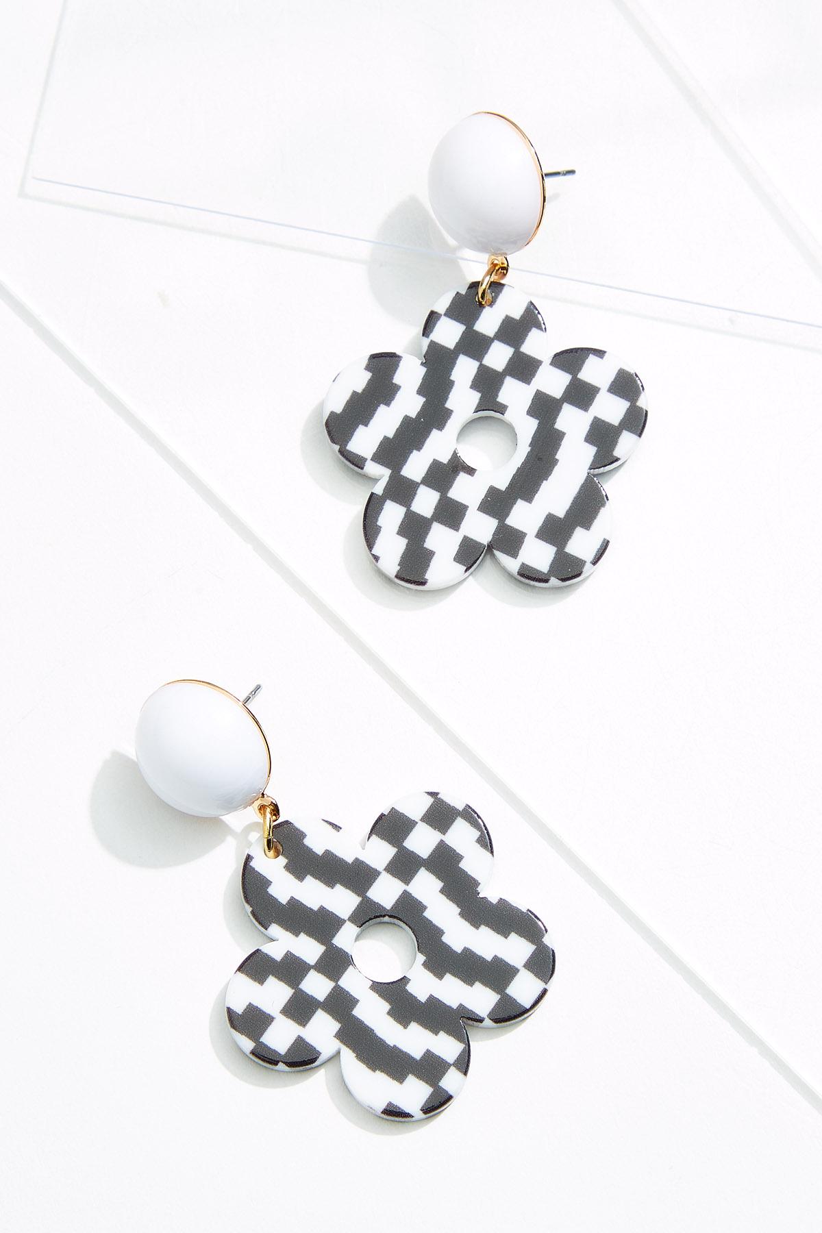 Checkered Flower Earrings