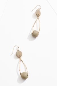 Neutral Wood Bead Dangle Earrings