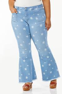 Plus Petite Frayed Star Print Jeans