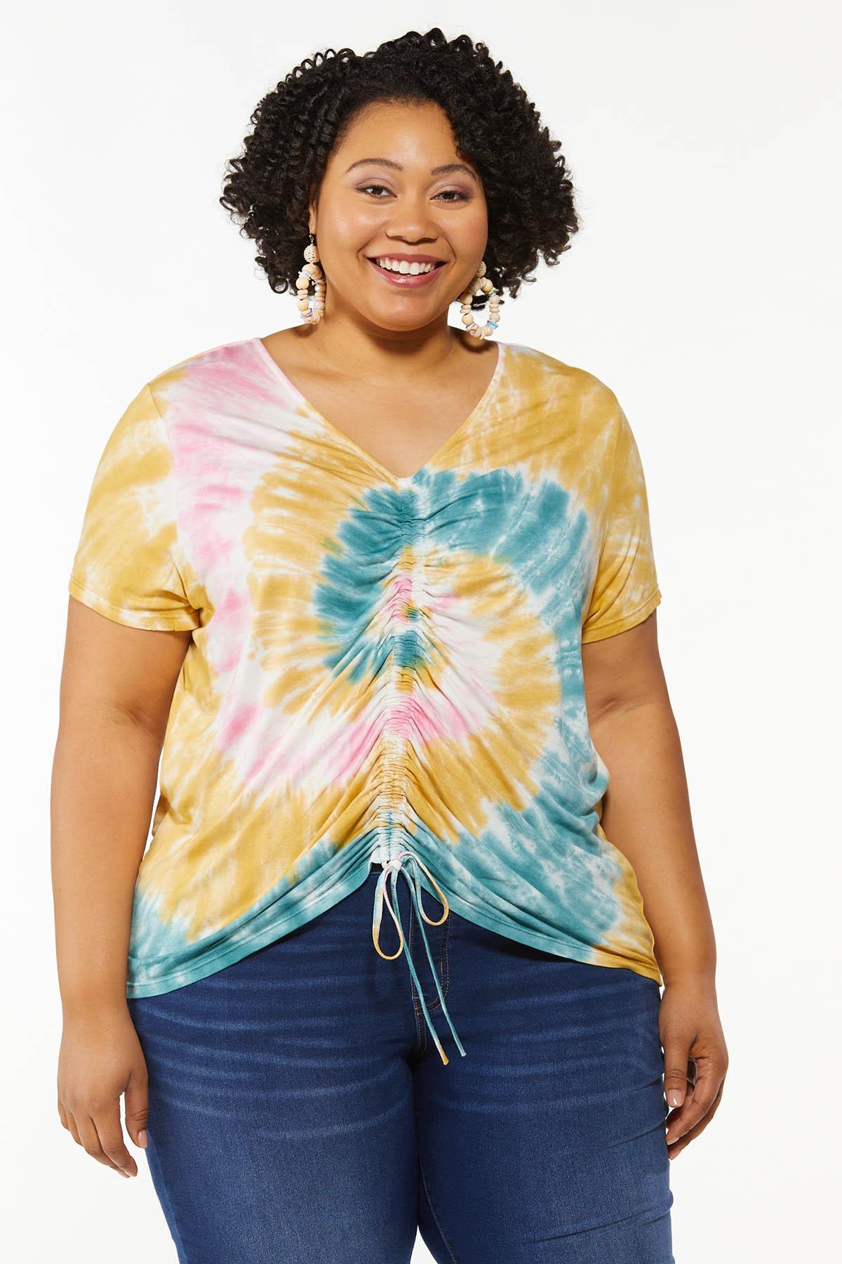 Plus Size Ruched Tie Dye Tee