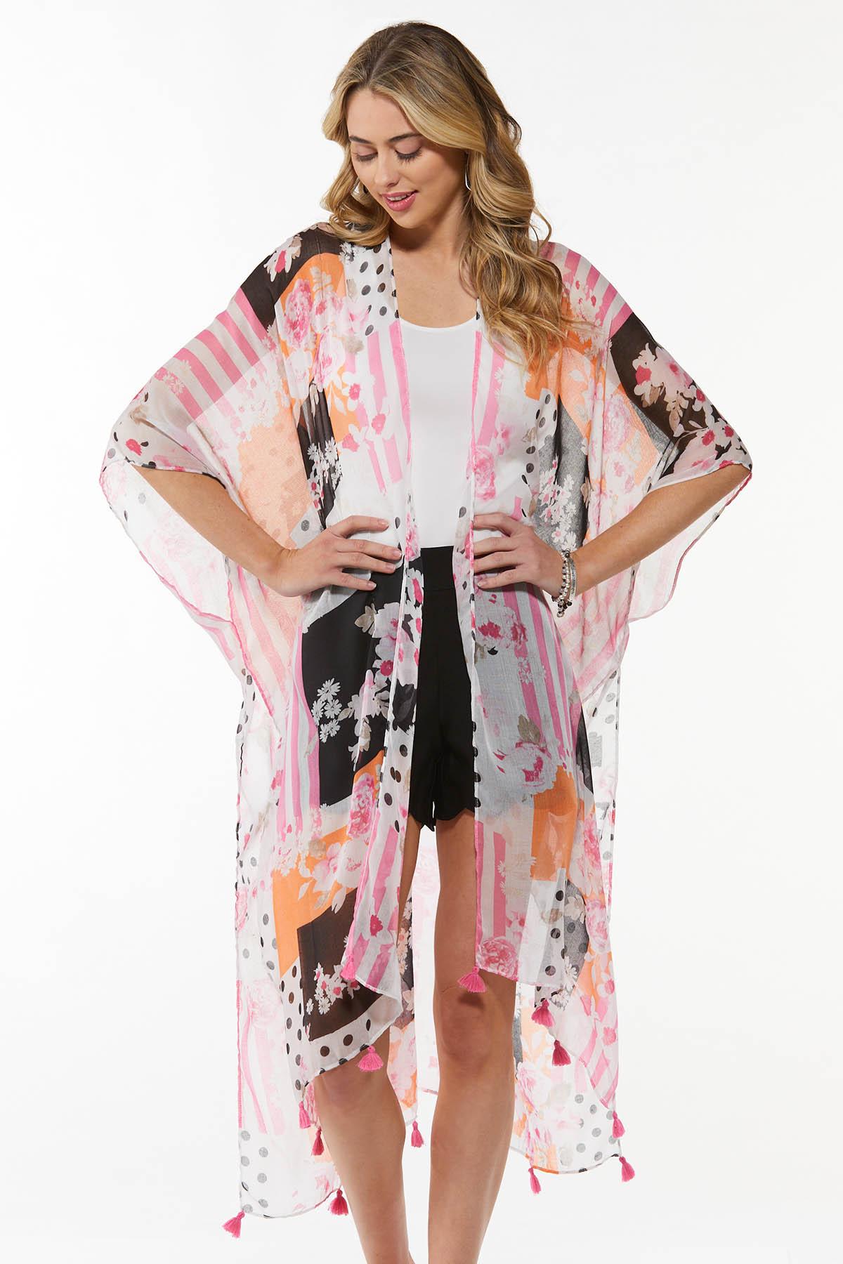 Mixed Patchwork Print Kimono