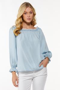 Frayed Chambray Poet Top