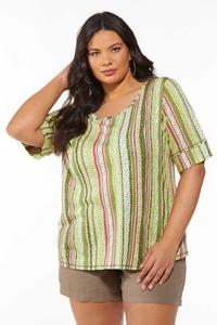 Plus Size Dotted Stripe Tee