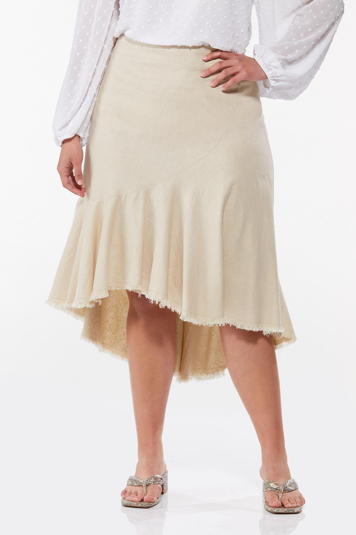 Plus Size High-Low Linen Skirt
