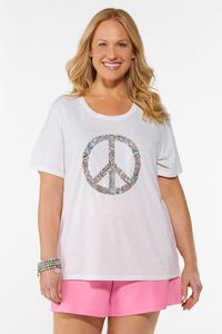 Plus Size Paisley Peace Sign Tee