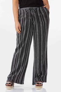 Plus Size Noir Stripe Linen Pants