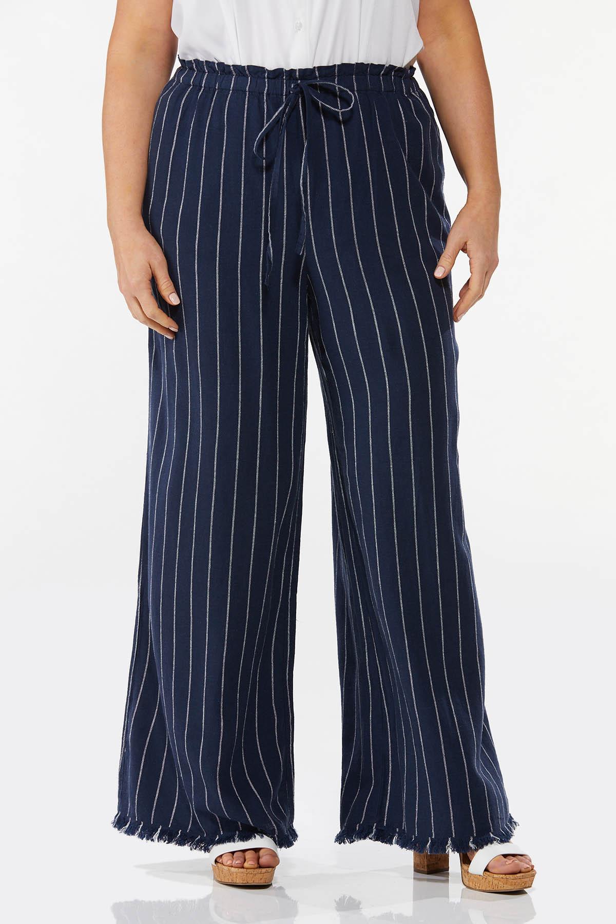 Plus Size Frayed Nautical Stripe Pants
