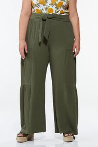Plus Size Textured Tiered Wide Leg Pants