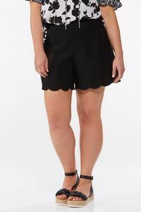 Plus Size Solid Scalloped Shorts