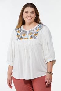 Plus Size Embroidered Clip Dot Top