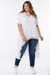 Plus Size Extreme High-Low Lace Tee