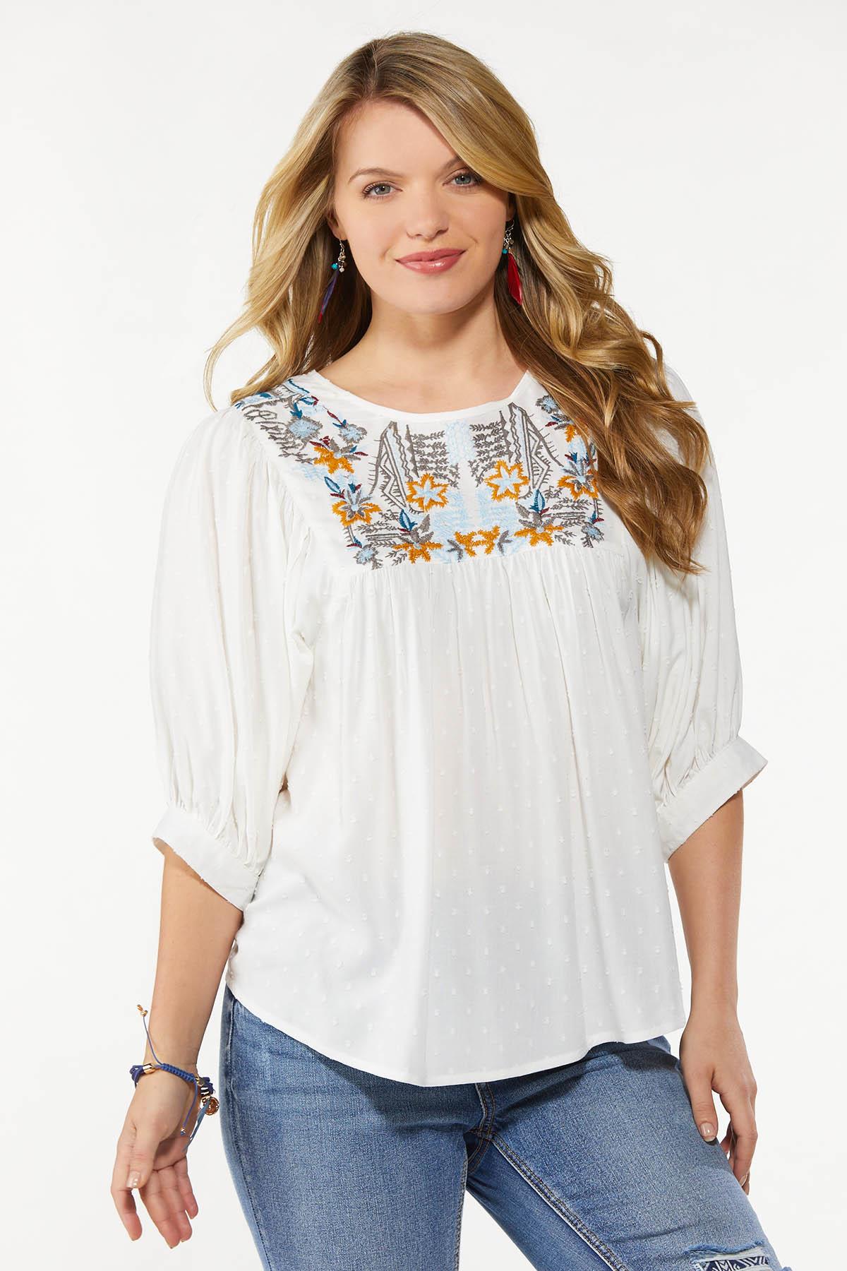 Embroidered Clip Dot Top