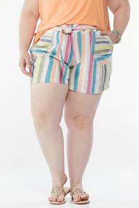Plus Size Multi Linen Shorts
