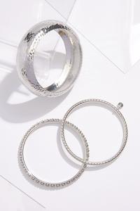 XL Textured Metal Bangle Bracelet Set