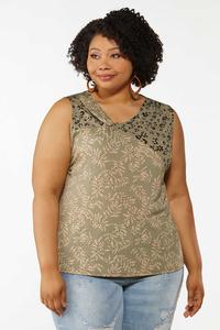 Plus Size Mixed Print Twisted Tank