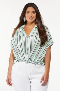 Plus Size Twisted High Low Shirt
