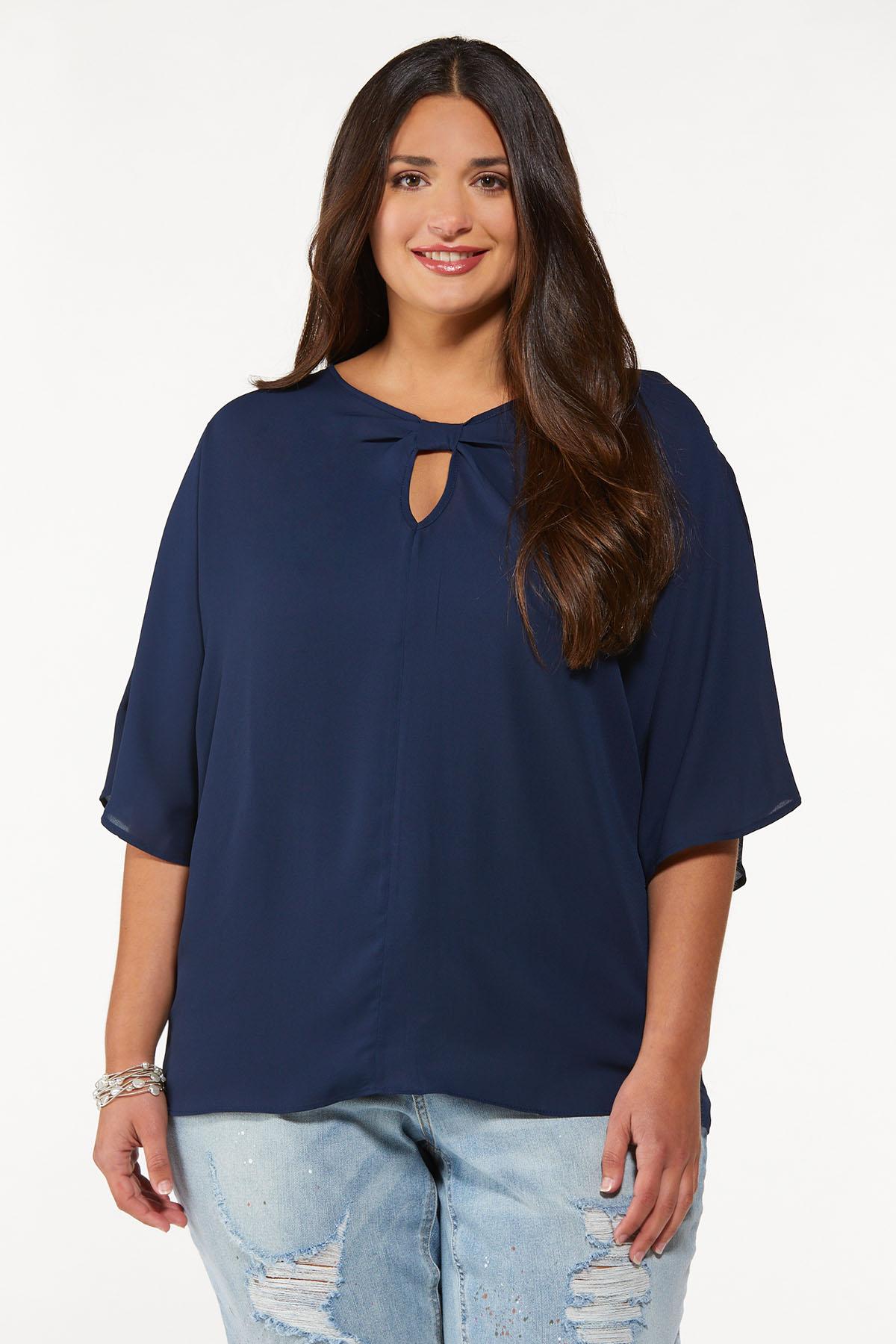 Plus Size Bow Front Flutter Sleeve Top
