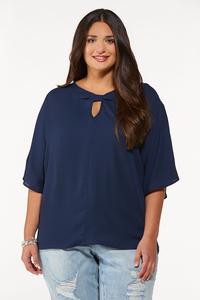 Plus Size Bow Front Flutter Sleeve Top