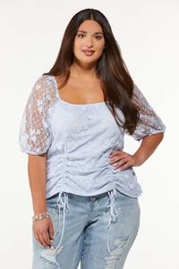 Plus Size Lace Rouched Top