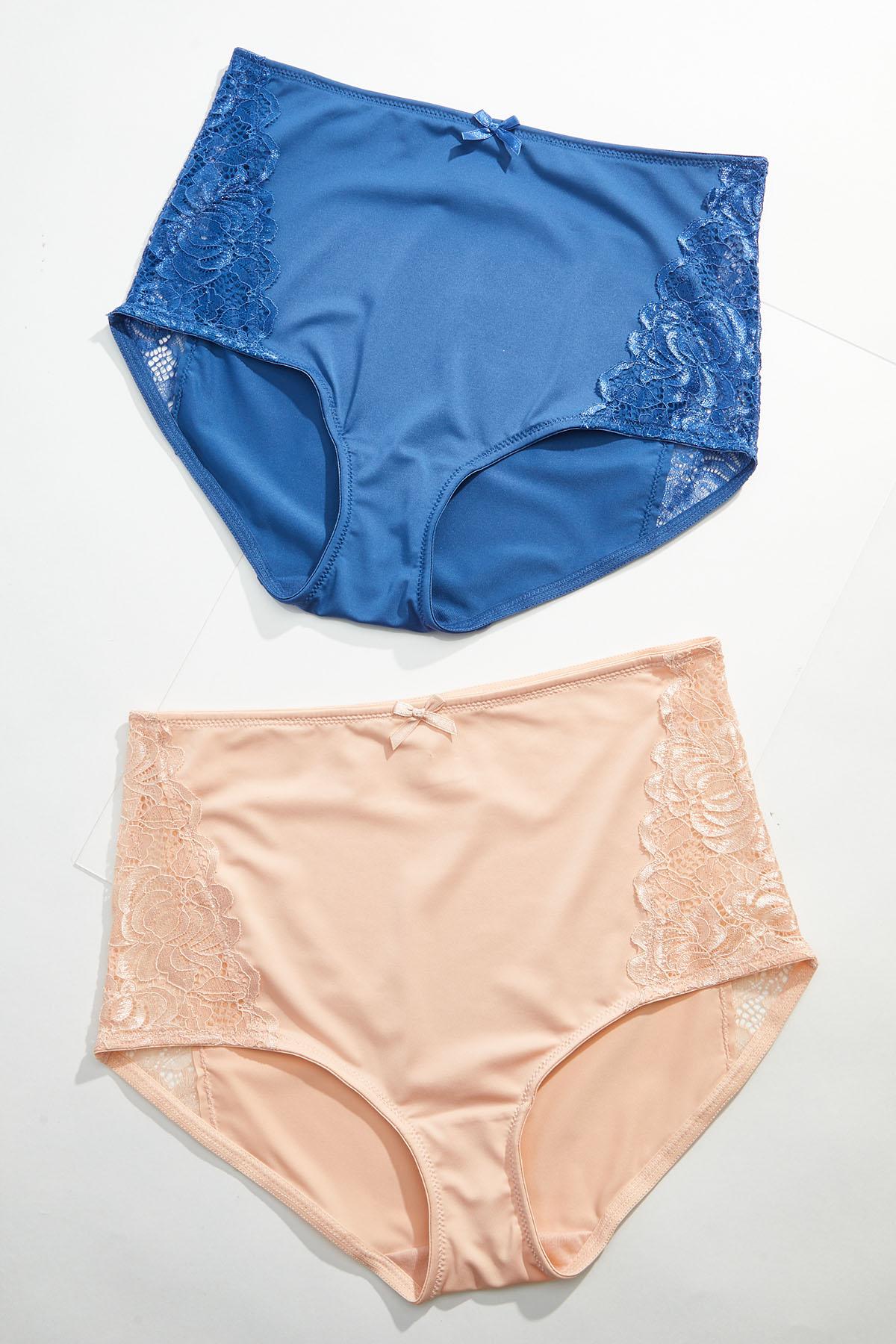 Plus Size Lace Panel Brief Panty Set