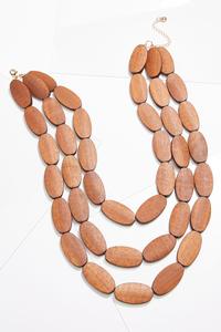 Oval Wood Statement Necklace