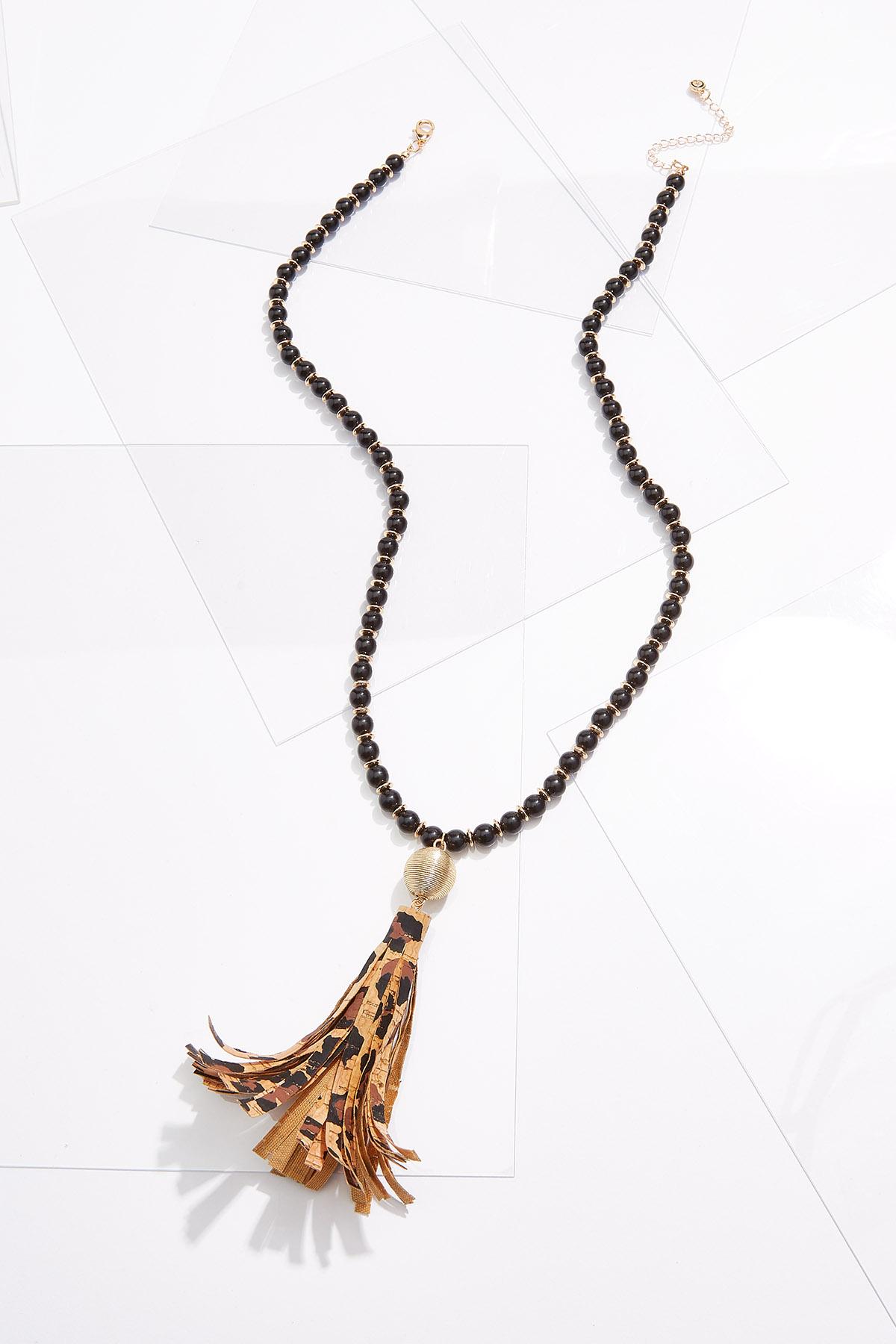 Animal Print Tassel Necklace