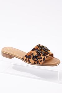 Leopard Embellished Slides