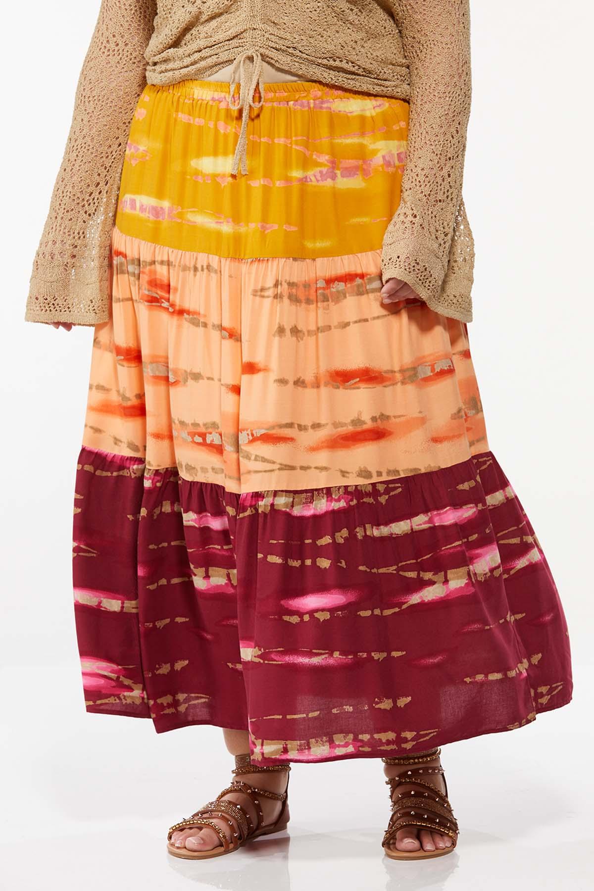 Plus Size Tie Dye Maxi Skirt