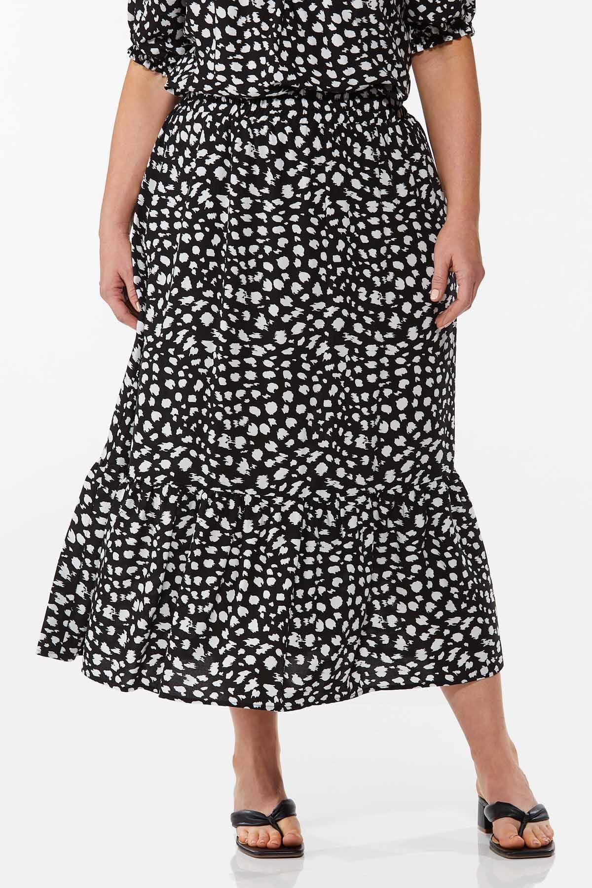 Plus Size Black White Maxi Skirt